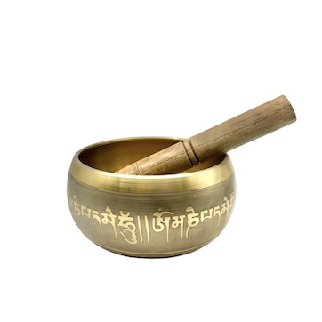 13cm Sand Coloured Brass Singing Bowl with Stick